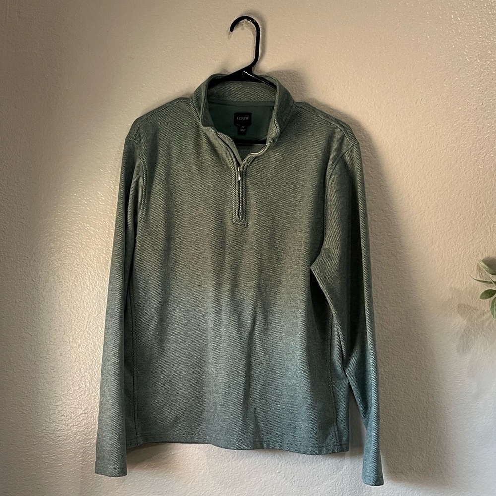 J. Crew Women’s Light Heather Green Half-Zip Sweater Pull Over Sz M Casual cozy